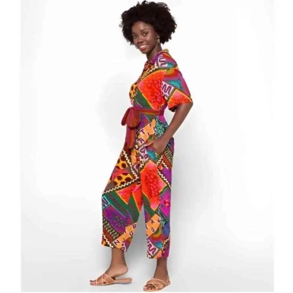 Farm Rio Dotted Patch Scarf Jumpsuit Small